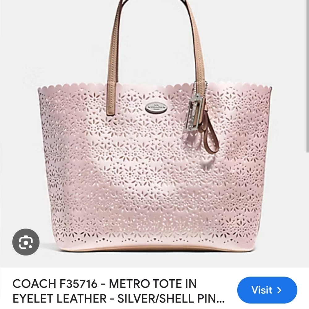Coach Metro Tote In Eyelet Leather - Picture 2 of 5